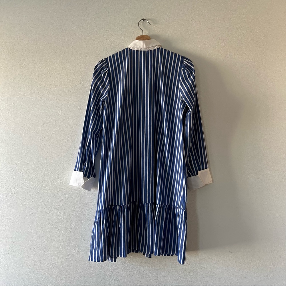 J. CREW | Tiered Striped Shirt Dress in Cotton Poplin | 4 - Picture 3 of 4